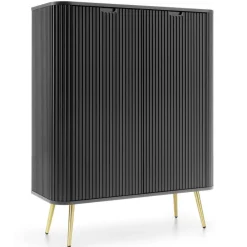 Piaski Komody Do Jadalni|Komody Do Salonu*Komoda wysoka ryflowana dwudrzwiowa Zova czarna