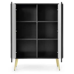 Piaski Komody Do Jadalni|Komody Do Salonu*Komoda wysoka ryflowana dwudrzwiowa Zova czarna