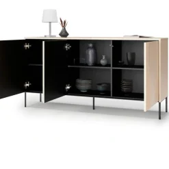 Lenart Komody Do Przedpokoju|Komody Do Jadalni*Komoda z oświetleniem LED Flow FW-03 dąb vincenza bielona/czarny