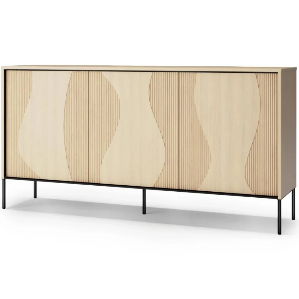 Lenart Komody Do Przedpokoju|Komody Do Jadalni*Komoda z oświetleniem LED Flow FW-03 dąb vincenza bielona/czarny