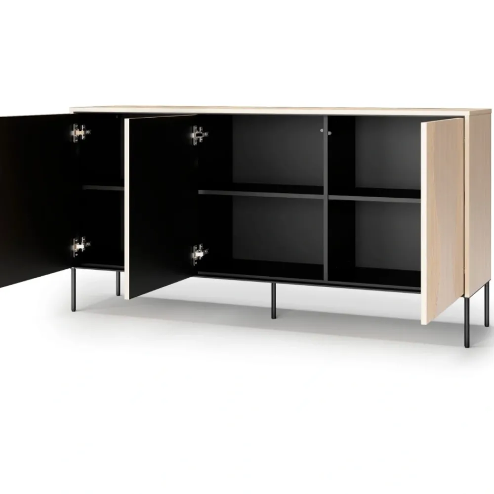 Lenart Komody Do Przedpokoju|Komody Do Jadalni*Komoda z oświetleniem LED Flow FW-03 dąb vincenza bielona/czarny