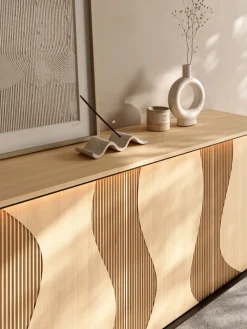 Lenart Komody Do Przedpokoju|Komody Do Jadalni*Komoda z oświetleniem LED Flow FW-03 dąb vincenza bielona/czarny