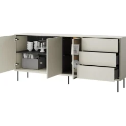 Lenart Komody Do Jadalni|Witryny Do Jadalni*Komoda z szufladami i witryną Epiro EP-05 kaszmirowa + dąb ciemny