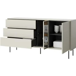 Lenart Komody Do Jadalni|Witryny Do Jadalni*Komoda z szufladami i witryną Epiro EP-04 kaszmirowa + dąb ciemny