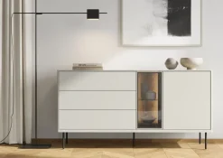 Lenart Komody Do Jadalni|Witryny Do Jadalni*Komoda z szufladami i witryną Epiro EP-04 kaszmirowa + dąb ciemny