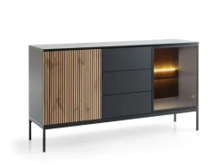 Piaski Komody Do Jadalni|Komody Do Salonu*Komoda z szufladami oświetleniem Sento czarny / dąb wotan