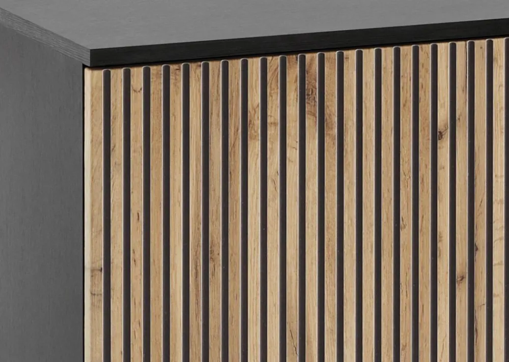 Piaski Komody Do Jadalni|Komody Do Salonu*Komoda z szufladami oświetleniem Sento czarny / dąb wotan