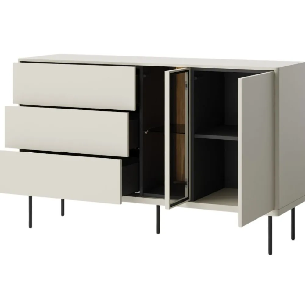 Lenart Ławy I Stoliki Do Pokoju Młodzieżowego|Ławy I Stoliki Do Salonu*Komoda z szufladami przeszklona Epiro EP-03 kaszmirowa + dąb ciemny