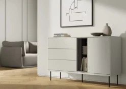 Lenart Ławy I Stoliki Do Pokoju Młodzieżowego|Ławy I Stoliki Do Salonu*Komoda z szufladami przeszklona Epiro EP-03 kaszmirowa + dąb ciemny