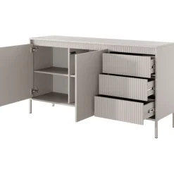 Laski Meble Komody Do Przedpokoju|Komody Do Sypialni*Komoda z szufladami ryflowana szeroka Senso 2d3s beżowa