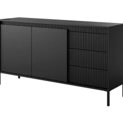 Laski Meble Komody Do Przedpokoju|Komody Do Sypialni*Komoda z szufladami ryflowana szeroka Senso 2d3s czarna