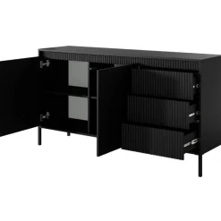 Laski Meble Komody Do Przedpokoju|Komody Do Sypialni*Komoda z szufladami ryflowana szeroka Senso 2d3s czarna