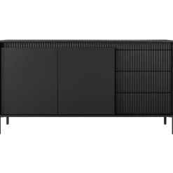 Laski Meble Komody Do Przedpokoju|Komody Do Sypialni*Komoda z szufladami ryflowana szeroka Senso 2d3s czarna