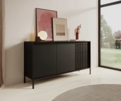 Laski Meble Komody Do Przedpokoju|Komody Do Sypialni*Komoda z szufladami ryflowana szeroka Senso 2d3s czarna