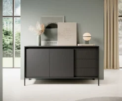 Laski Meble Komody Do Przedpokoju|Komody Do Sypialni*Komoda z szufladami ryflowana szeroka Senso 2d3s czarna