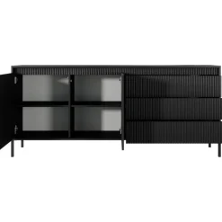 Laski Meble Komody Do Przedpokoju|Komody Do Sypialni*Komoda z szufladami ryflowana 187 cm szeroka Senso 2d3s czarna