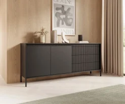 Laski Meble Komody Do Przedpokoju|Komody Do Sypialni*Komoda z szufladami ryflowana 187 cm szeroka Senso 2d3s czarna