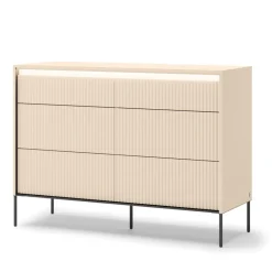 Lenart Komody Do Biura|Komody Do Przedpokoju*Komoda z szufladmi do sypialni TREND TS-06 Beż piaskowy + czarny
