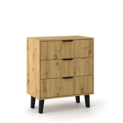 Mebelbos Komody Do Biura|Komody Do Przedpokoju*Komoda z trzema szufladami 3S, ryflowane fronty dąb artisan BORG DUO