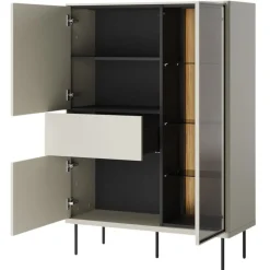 Lenart Komody Do Jadalni|Witryny Do Jadalni*Komoda z witryną Epiro EP-01 kaszmirowa + dąb ciemny