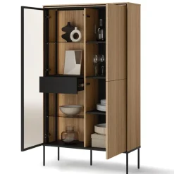 Lenart Komody Do Jadalni|Witryny Do Jadalni*Komoda z witryną VISSO VI-01 dąb linearny