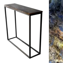 ArteHome Toaletki I Konsole*Konsola "12" 90/25/82cm z blatem z żywicy epoksydowej industrialna metalowa