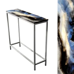 ArteHome Toaletki I Konsole*Konsola "23" 90/25/82cm z blatem z żywicy epoksydowej industrialna metalowa