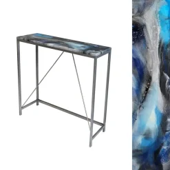 ArteHome Toaletki I Konsole*Konsola 115/25/83cm z blatem z żywicy epoksydowej industrialna metalowa