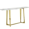 ArteHome Toaletki I Konsole*Konsola Roseta 150/45/80cm z białym marmurowym blatem i złotymi chromowanymi nóżkami