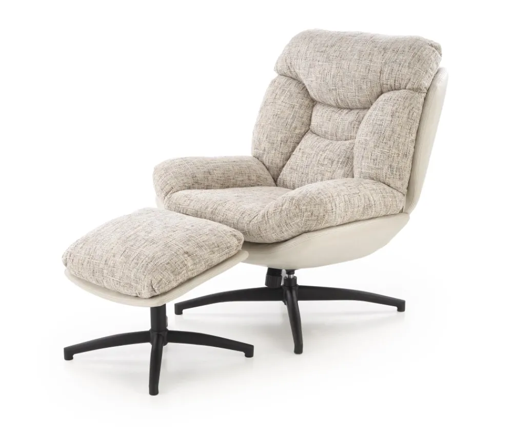 Halmar Fotele*KRONOS fotel z podnóżkiem, beżowy / wielobarwny (1p=1szt)1 sztuka