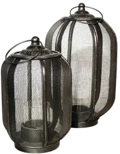 ArteHome Pozostałe Dekoracje*Lampion metalowy tarasowy z rączką w kolorze ciemnobrązowym 36 cm