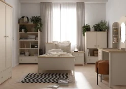 Dzieci Lenart Łóżka Młodzieżowe|Łóżka Do Pokoju Dziecięcego*łóżko z materacem 90cm Story SO-16 beż piaskowy/dąb vincenza bielona