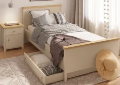 Dzieci Lenart Łóżka Młodzieżowe|Łóżka Do Pokoju Dziecięcego*łóżko z materacem 90cm Story SO-16 beż piaskowy/dąb vincenza bielona