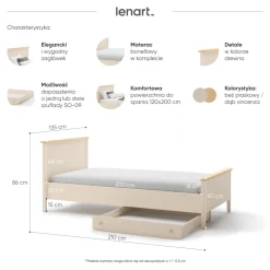 Dzieci Lenart Łóżka Młodzieżowe|Łóżka Do Pokoju Dziecięcego*łóżko z materacem 120cm Story SO-17 beż piaskowy/dąb vincenza bielona