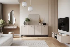 Szafki Rtv Do Salonu|Szafki Rtv*LORINI RTV 150 2SZ - cashmere / T-bar czarny / wisząca