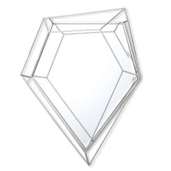 ArteHome Lustra*Lustro Massei I 92/105cm o nieregularnym wielokątnym kształcie ze srebrną metalową ramą
