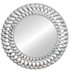 ArteHome Lustra*Lustro okrągłe glamour Marsylia 80cm antyczne srebro o ażurowej kryształkowej ramie