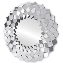 ArteHome Lustra*Lustro okrągłe Sandra 91cm w stylu glamour w lustrzanej trójwymiarowej ramie