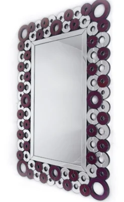 ArteHome Lustra*Lustro prostokątne Alice 80/120cm z dekoracyjnymi fioletowymi kółeczkami