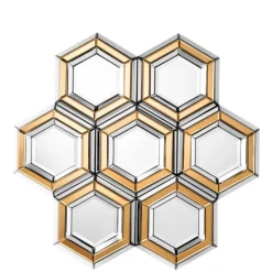 ArteHome Lustra*Lustro Rimini 100/103cm złożone z wielu złoto-lustrzanych elementów w kształcie plastrów miodu oryginalne