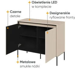 Dzieci Lenart Komody Do Biura|Komody Do Przedpokoju*Mała komoda ryflowana   Trend TR-02 beż piaskowy