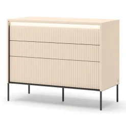 Lenart Komody Do Biura|Komody Do Przedpokoju*Mała komoda z oświetleniem do sypialni TREND TS-05 Beż piaskowy + czarny