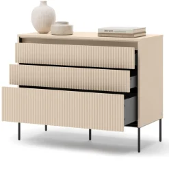 Lenart Komody Do Biura|Komody Do Przedpokoju*Mała komoda z oświetleniem do sypialni TREND TS-05 Beż piaskowy + czarny