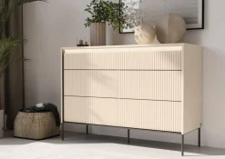 Lenart Komody Do Biura|Komody Do Przedpokoju*Mała komoda z oświetleniem do sypialni TREND TS-05 Beż piaskowy + czarny