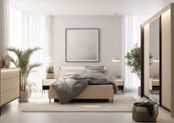 Lenart Komody Do Biura|Komody Do Przedpokoju*Mała komoda z oświetleniem do sypialni TREND TS-05 Beż piaskowy + czarny