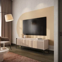 Lenart Szafki Rtv Do Salonu|Szafki Rtv*Mała szafka RTV z lamelami Trend TR-05 beż piaskowy