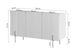 Bogart Komody Do Biura|Komody Do Przedpokoju*MALMI Komoda 150 3D - cashmere / crema bianca  / złote nogi