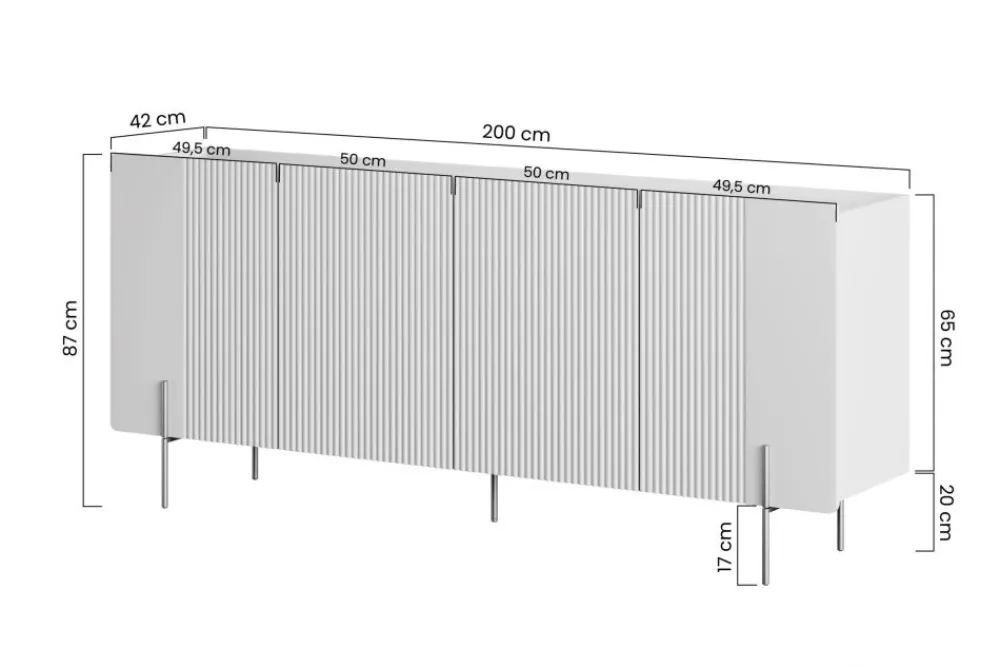 Bogart Komody Do Biura|Komody Do Przedpokoju*MALMI Komoda 200 4D - czarny / złote nogi