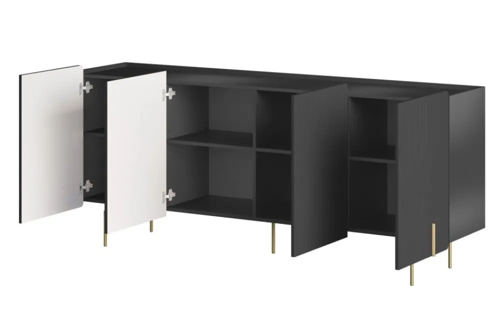 Bogart Komody Do Biura|Komody Do Przedpokoju*MALMI Komoda 200 4D - czarny / złote nogi