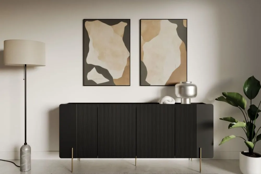 Bogart Komody Do Biura|Komody Do Przedpokoju*MALMI Komoda 200 4D - czarny / złote nogi